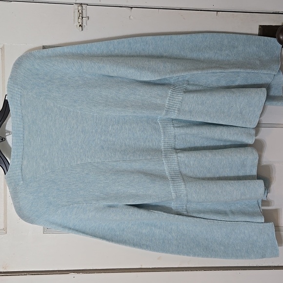 Eileen FISHER 100% ORGANIC COTTON Light Blue Open Front Sweater CARDIGAN MEDIUM - Picture 5 of 5